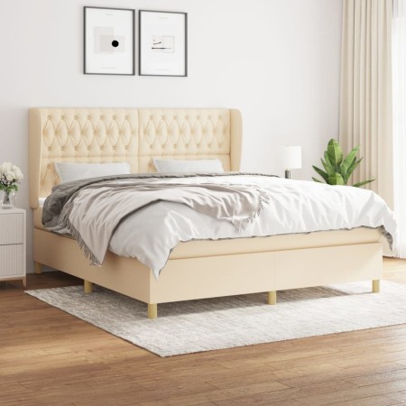 Box spring bed with cream fabric mattress 180x200 cm by , Beds and slatted bases - Ref: Foro24-3128786, Price: 700,47 €, Disc...