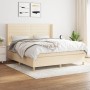 Cama box spring con colchón tela color crema 180x200 cm de , Camas y somieres - Ref: Foro24-3132094, Precio: 645,29 €, Descue...