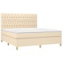 Cama box spring colchón y luces LED tela crema 180x200 cm de , Camas y somieres - Ref: Foro24-3135698, Precio: 687,86 €, Desc...