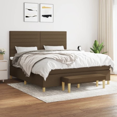 Box spring bed with dark brown fabric mattress 180x200 cm by , Beds and slatted bases - Ref: Foro24-3137256, Price: 656,99 €,...