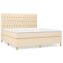 Box spring bed with cream fabric mattress 180x200 cm by , Beds and slatted bases - Ref: Foro24-3142598, Price: 688,91 €, Disc...