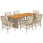 Set comedor de jardín 7 pzas con cojines ratán sintético beige de , Conjuntos de jardín - Ref: Foro24-3212076, Precio: 951,64...