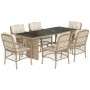 Set comedor de jardín 7 pzas con cojines ratán sintético beige de , Conjuntos de jardín - Ref: Foro24-3212062, Precio: 933,89...