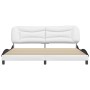 Bed frame with black and white synthetic leather headboard by , Beds and slatted bases - Ref: Foro24-3208029, Price: 250,91 €...