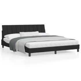 Estructura de cama con cabecero de terciopelo negro 180x200 cm de , Camas y somieres - Ref: Foro24-3207863, Precio: 260,99 €,...