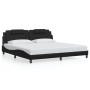 Bed frame with LED lights black synthetic leather 200x200 cm by , Beds and slatted bases - Ref: Foro24-3214043, Price: 222,97...