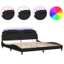 Bed frame with LED lights black synthetic leather 200x200 cm by , Beds and slatted bases - Ref: Foro24-3214043, Price: 222,97...