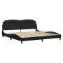 Bed frame with LED lights black synthetic leather 200x200 cm by , Beds and slatted bases - Ref: Foro24-3214043, Price: 222,97...