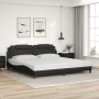 Bed frame with LED lights black synthetic leather 200x200 cm by , Beds and slatted bases - Ref: Foro24-3214043, Price: 222,97...