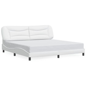 Bed frame with LED lights white synthetic leather 200x200 cm by , Beds and slatted bases - Ref: Foro24-3213956, Price: 264,99...