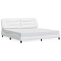 Estructura cama con luces LED cuero sintético blanco 200x200 cm de , Camas y somieres - Ref: Foro24-3213956, Precio: 264,99 €...