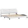 Estructura cama con luces LED cuero sintético blanco 200x200 cm de , Camas y somieres - Ref: Foro24-3213956, Precio: 264,99 €...