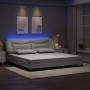 Bed frame with LED lights white synthetic leather 200x200 cm by , Beds and slatted bases - Ref: Foro24-3213956, Price: 261,09...