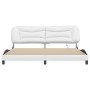 Estructura cama con luces LED cuero sintético blanco 200x200 cm de , Camas y somieres - Ref: Foro24-3213956, Precio: 264,99 €...