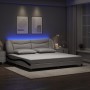 Bed frame with LED black white synthetic leather 200x200 cm by , Beds and slatted bases - Ref: Foro24-3213961, Price: 261,46 ...