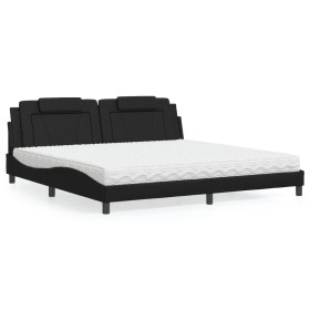 Bett mit schwarzer Kunstledermatratze 200x200 cm von , Betten und Lattenroste - Ref: Foro24-3208817, Preis: 471,99 €, Rabatt: %