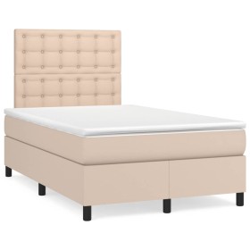 Box spring bed with cappuccino synthetic leather mattress 120x190cm by , Beds and slatted bases - Ref: Foro24-3269982, Price:...