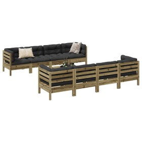 9-piece garden sofa set with impregnated pine wood cushions by , Garden sets - Ref: Foro24-3299364, Price: 831,99 €, Discount: %