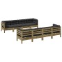 9-piece garden sofa set with impregnated pine wood cushions by , Garden sets - Ref: Foro24-3299364, Price: 831,46 €, Discount: %