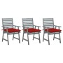 Garden dining chairs 3 units solid acacia wood and cushions by , Garden chairs - Ref: Foro24-3064449, Price: 285,03 €, Discou...