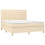 Cama box spring colchón y luces LED tela crema 180x200 cm de , Camas y somieres - Ref: Foro24-3135778, Precio: 659,29 €, Desc...