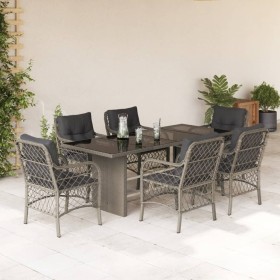 Garten-Essgruppe 7-teilig und hellgraue Kissen aus synthetischem Rattan von , Gartensets - Ref: Foro24-3212066, Preis: 721,73...