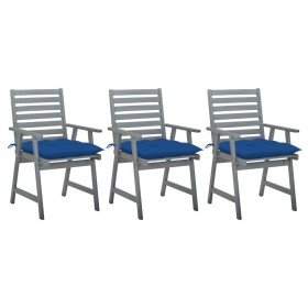 Garden dining chairs 3 units solid acacia wood and cushions by , Garden chairs - Ref: Foro24-3064453, Price: 254,10 €, Discou...