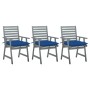 Garden dining chairs 3 units solid acacia wood and cushions by , Garden chairs - Ref: Foro24-3064453, Price: 285,03 €, Discou...