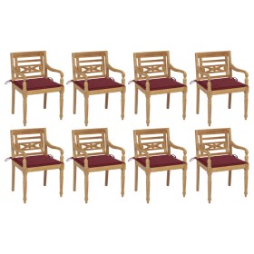 Batavia chairs 8 units solid teak wood with cushions by , Garden chairs - Ref: Foro24-3073358, Price: 963,99 €, Discount: %