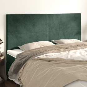 Cabeceros 4 unidades de terciopelo verde oscuro 90x5x78/88 cm de , Cabeceros y pies de cama - Ref: Foro24-3116115, Precio: 11...