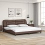 Bed frame with LED lights brown synthetic leather 200x200 cm by , Beds and slatted bases - Ref: Foro24-3213957, Price: 256,91...