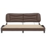 Bed frame with LED lights brown synthetic leather 200x200 cm by , Beds and slatted bases - Ref: Foro24-3213957, Price: 256,91...