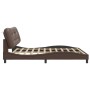 Estructura cama con luces LED cuero sintético marrón 200x200 cm de , Camas y somieres - Ref: Foro24-3213957, Precio: 256,91 €...