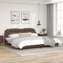 Brown synthetic leather headboard bed frame 200x200 cm by , Beds and slatted bases - Ref: Foro24-3208119, Price: 211,92 €, Di...