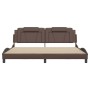 Brown synthetic leather headboard bed frame 200x200 cm by , Beds and slatted bases - Ref: Foro24-3208119, Price: 211,92 €, Di...