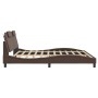 Brown synthetic leather headboard bed frame 200x200 cm by , Beds and slatted bases - Ref: Foro24-3208119, Price: 211,92 €, Di...