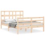 Double bed frame with solid wood headboard by vidaXL, Beds and slatted bases - Ref: Foro24-3194801, Price: 117,38 €, Discount: %