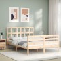 Double bed frame with solid wood headboard by vidaXL, Beds and slatted bases - Ref: Foro24-3194801, Price: 117,38 €, Discount: %