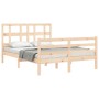 Double bed frame with solid wood headboard by vidaXL, Beds and slatted bases - Ref: Foro24-3194801, Price: 117,38 €, Discount: %