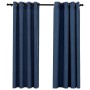 Blackout curtains with linen look eyelets 2 pcs blue 140x175 cm by vidaXL, Curtains and curtains - Ref: Foro24-321176, Price:...