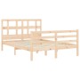 Double bed frame with solid wood headboard by vidaXL, Beds and slatted bases - Ref: Foro24-3194801, Price: 117,38 €, Discount: %