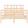 Double bed frame with solid wood headboard by vidaXL, Beds and slatted bases - Ref: Foro24-3194801, Price: 117,38 €, Discount: %