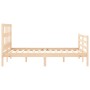 Double bed frame with solid wood headboard by vidaXL, Beds and slatted bases - Ref: Foro24-3194801, Price: 117,38 €, Discount: %