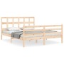 Double bed frame with solid wood headboard by vidaXL, Beds and slatted bases - Ref: Foro24-3194836, Price: 140,99 €, Discount: %