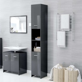 Glossy gray plywood bathroom cabinet 30x30x183.5 cm by vidaXL, Bathroom furniture - Ref: Foro24-802605, Price: 108,98 €, Disc...