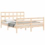 Double bed frame with solid wood headboard by vidaXL, Beds and slatted bases - Ref: Foro24-3194836, Price: 140,99 €, Discount: %