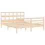 Double bed frame with solid wood headboard by vidaXL, Beds and slatted bases - Ref: Foro24-3194836, Price: 140,99 €, Discount: %