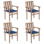 Stackable garden chairs 4 pcs solid teak wood with cushions by , Garden chairs - Ref: Foro24-3073389, Price: 453,99 €, Discou...