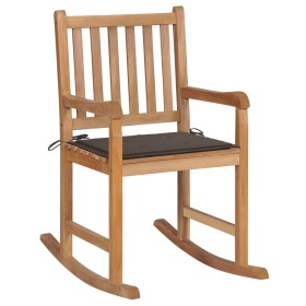 Solid teak wood rocking chair with taupe gray cushion by , Garden chairs - Ref: Foro24-3062765, Price: 160,29 €, Discount: %