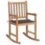 Solid teak wood rocking chair with taupe gray cushion by , Garden chairs - Ref: Foro24-3062765, Price: 160,08 €, Discount: %